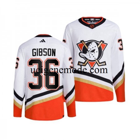 Herren Anaheim Ducks Eishockey Trikot JOHN GIBSON 36 Adidas 2022-2023 Reverse Retro Weiß Authentic